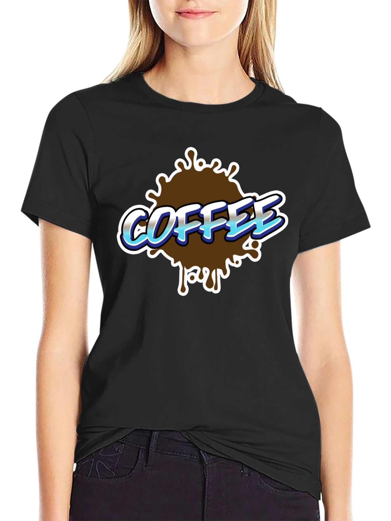 Coffee Splash Graphic T-Shirt - Black