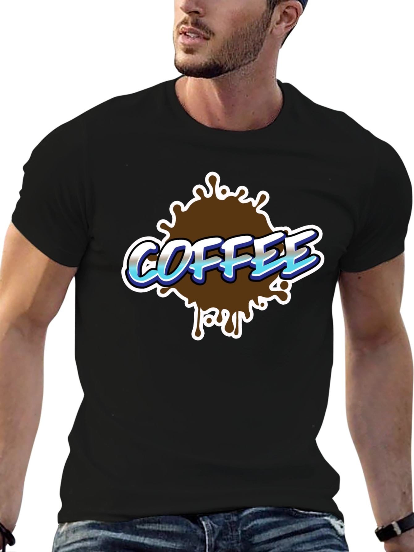 Coffee Splash Graphic T-Shirt - Black