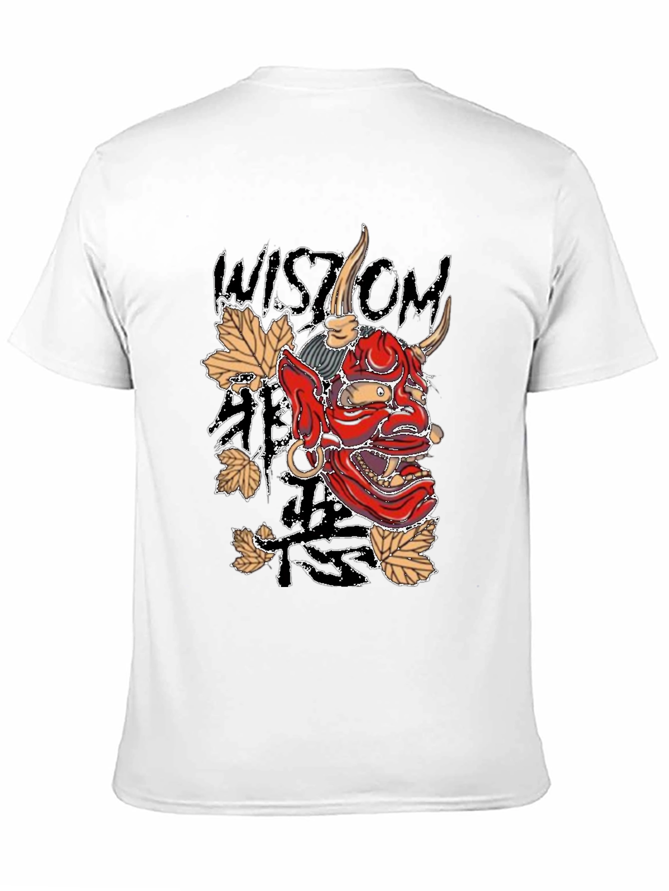 Mens Black Wisdom Oni Mask Graphic T-Shirt
