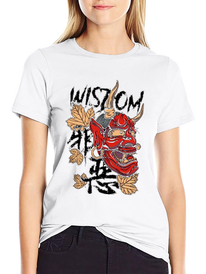 Mens Black Wisdom Oni Mask Graphic T-Shirt