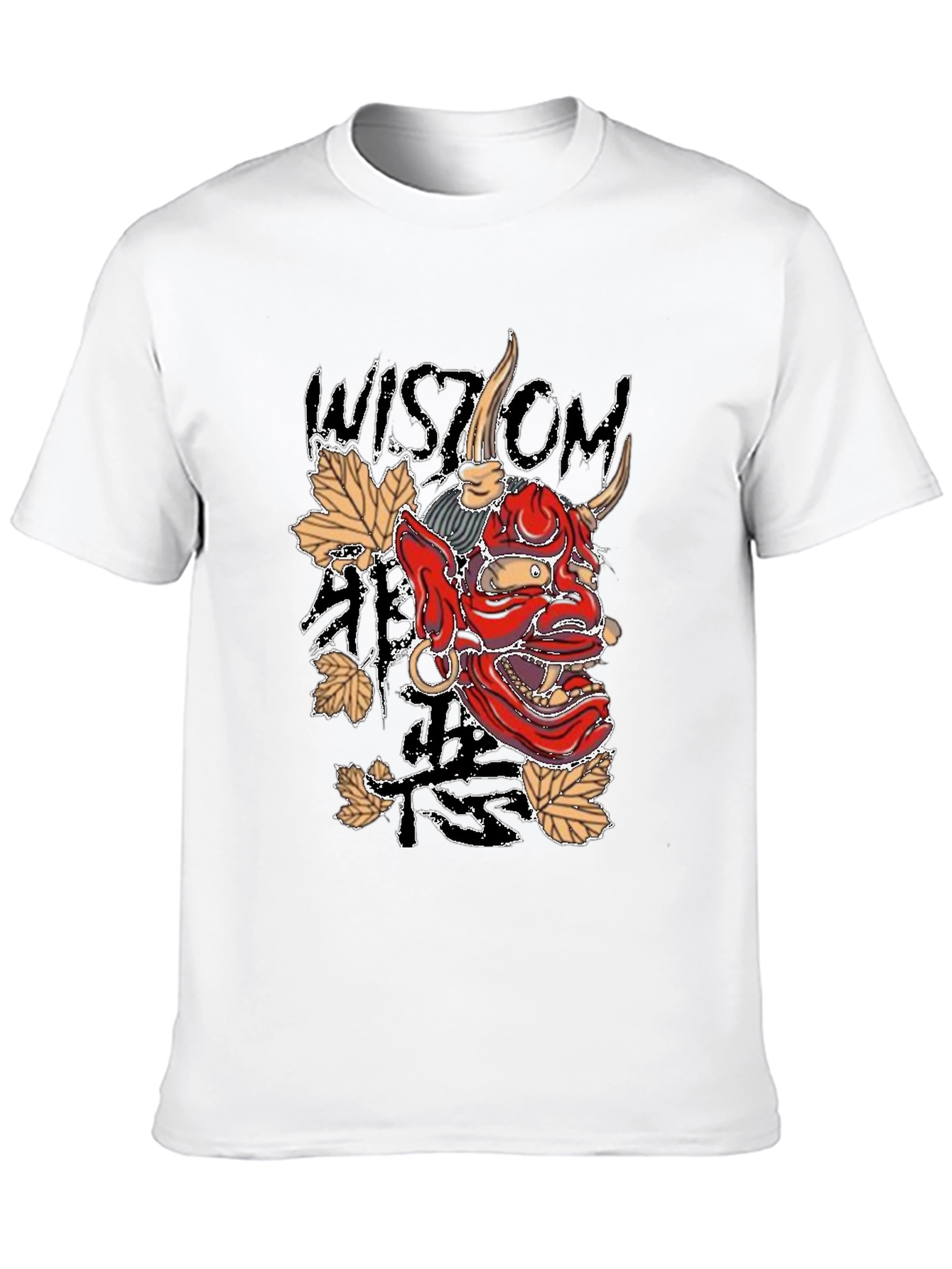 Mens Black Wisdom Oni Mask Graphic T-Shirt