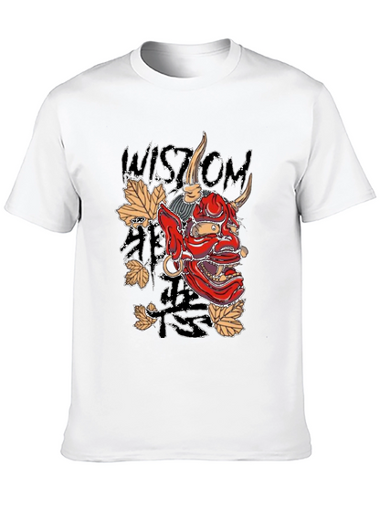 Mens Black Wisdom Oni Mask Graphic T-Shirt