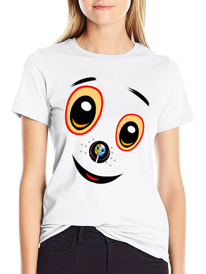 Black Graphic T-Shirt with Face Design