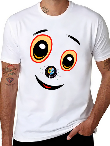 Black Graphic T-Shirt with Face Design