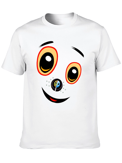 Black Graphic T-Shirt with Face Design