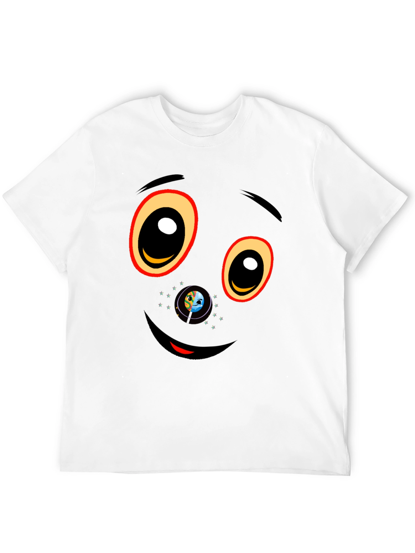 Black Graphic T-Shirt with Face Design