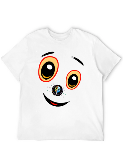Black Graphic T-Shirt with Face Design