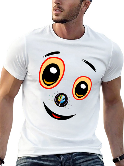 Black Graphic T-Shirt with Face Design