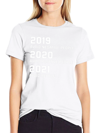 Humorous 2019-2021 Avoid People Black Graphic Tee