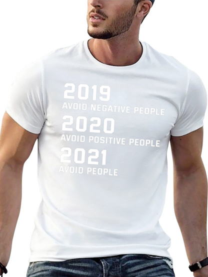 Humorous 2019-2021 Avoid People Black Graphic Tee