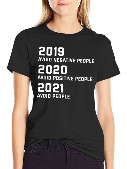 Humorous 2019-2021 Avoid People Black Graphic Tee
