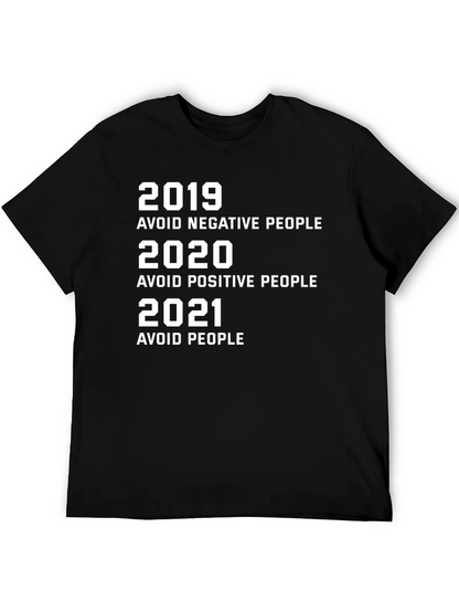 Humorous 2019-2021 Avoid People Black Graphic Tee