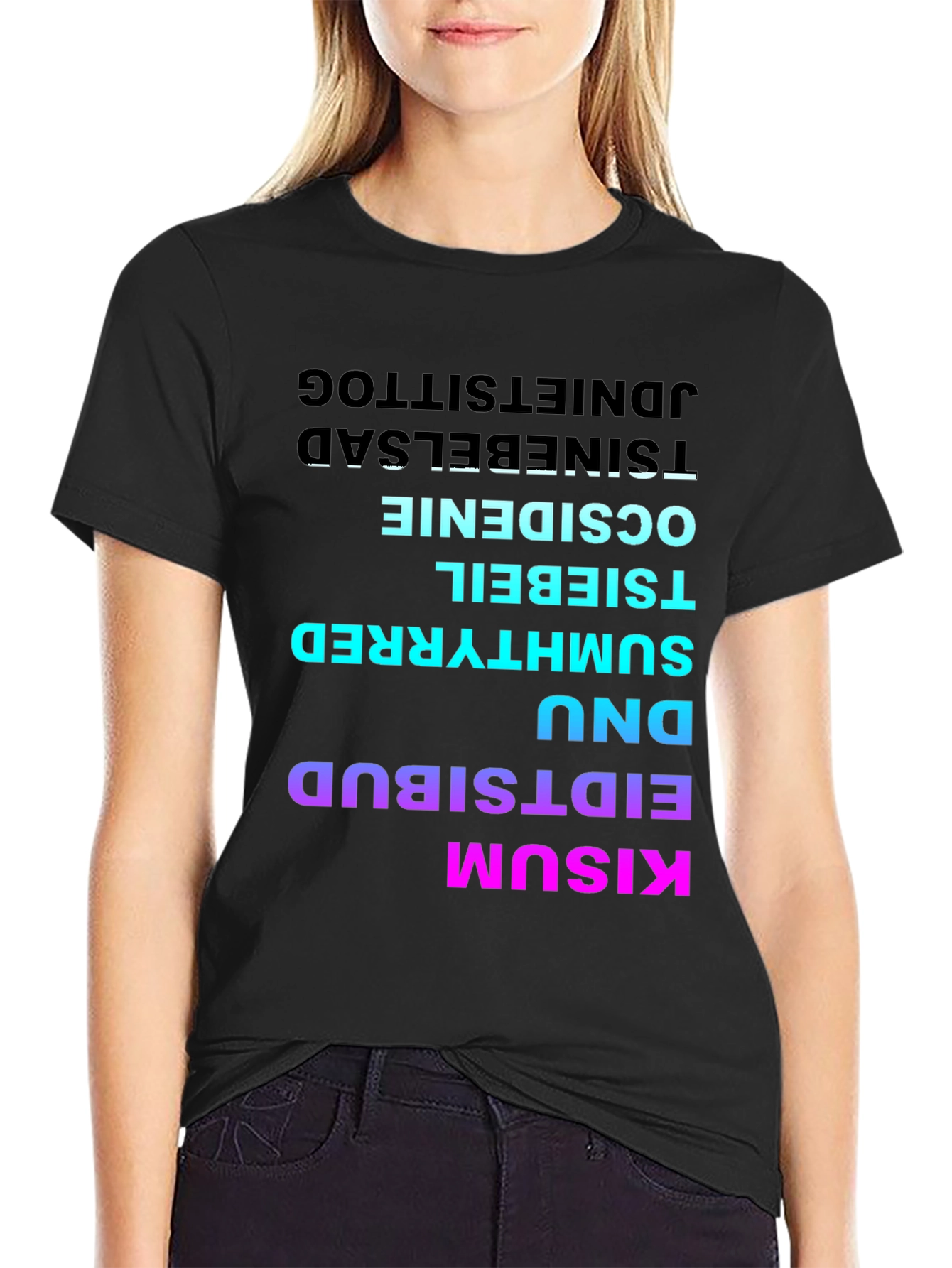 Reversed Text T-Shirt - Bold & Unique