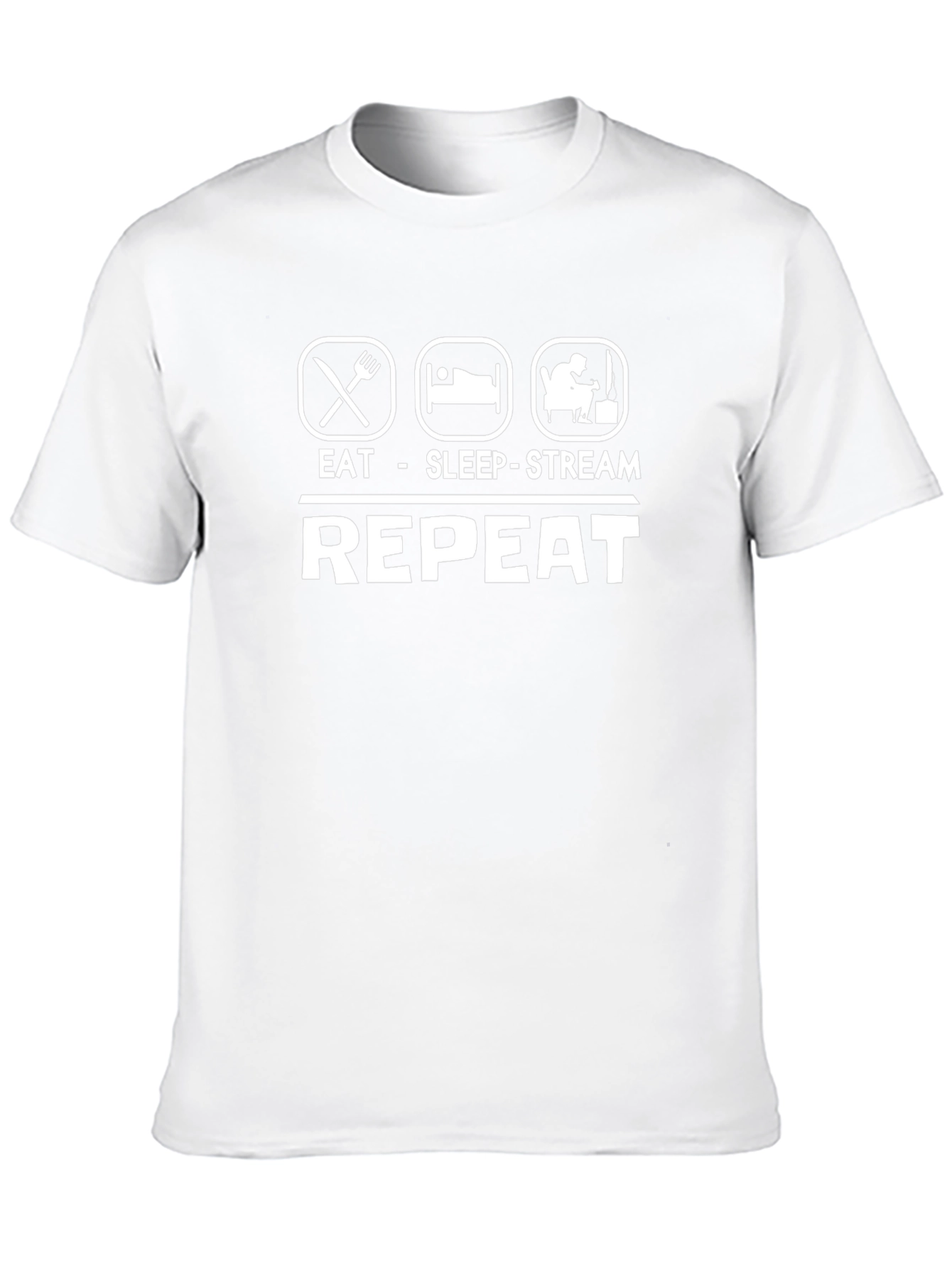 Eat Sleep Stream Repeat Black Graphic T-Shirt