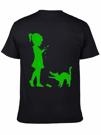 Girl & Cat Graphic Tee - Fun Playful Design