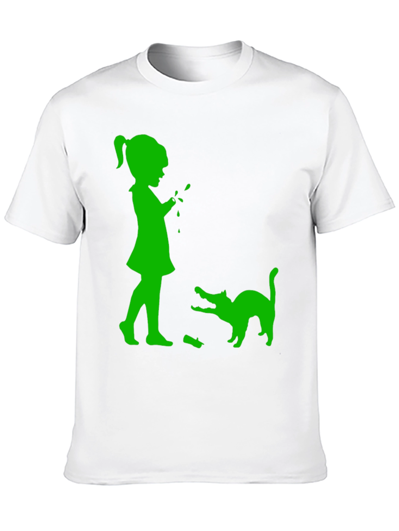 Girl & Cat Graphic Tee - Fun Playful Design