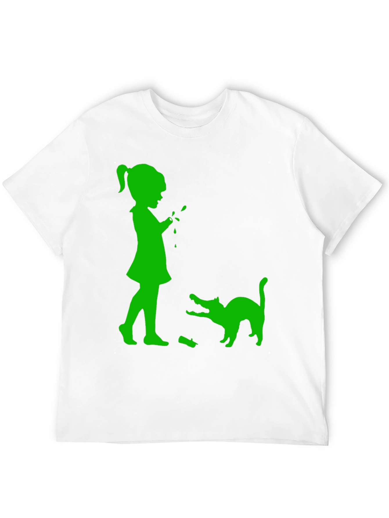 Girl & Cat Graphic Tee - Fun Playful Design