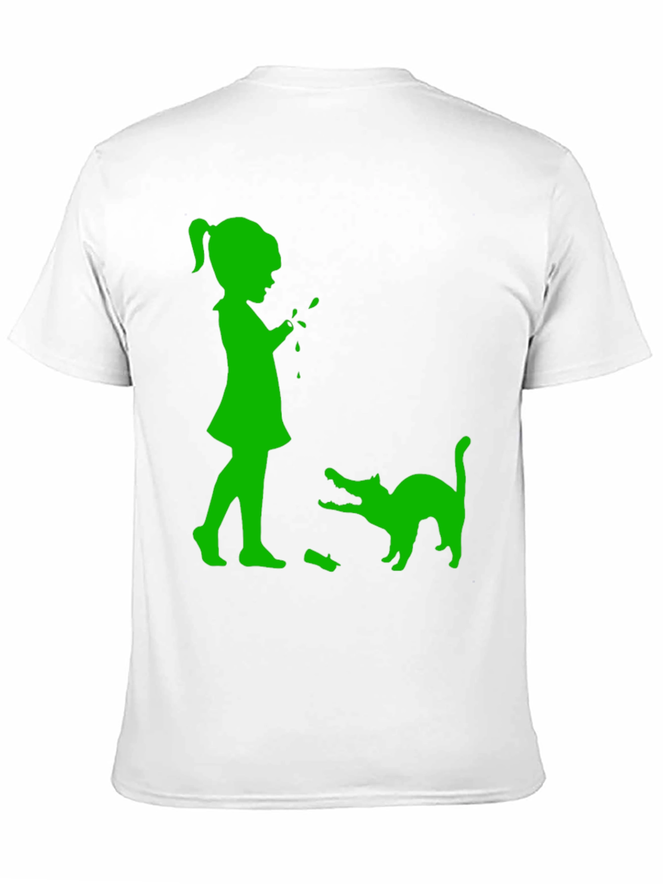 Girl & Cat Graphic Tee - Fun Playful Design