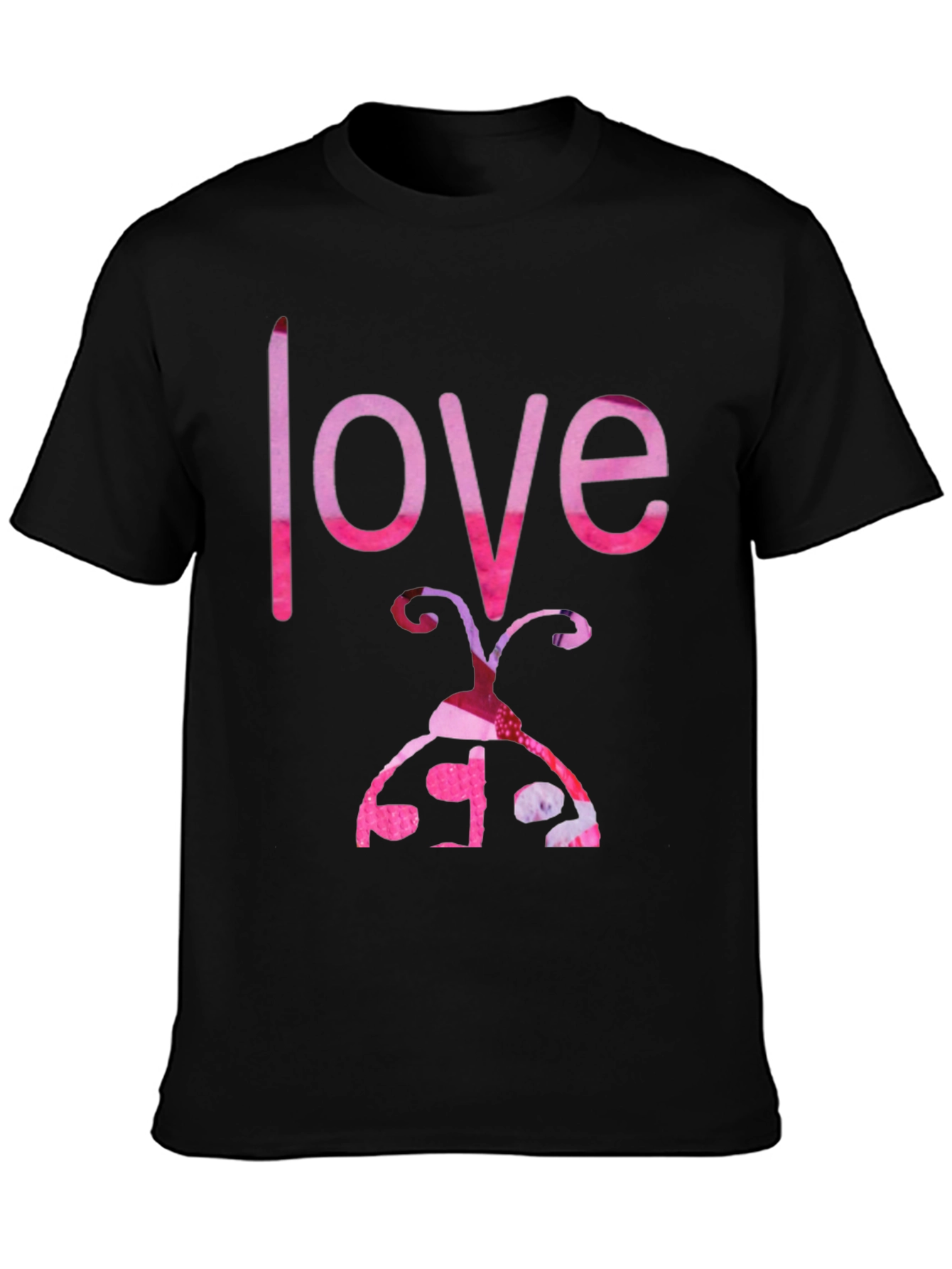 Love Ladybug Graphic Tee - Black Cotton T-Shirt