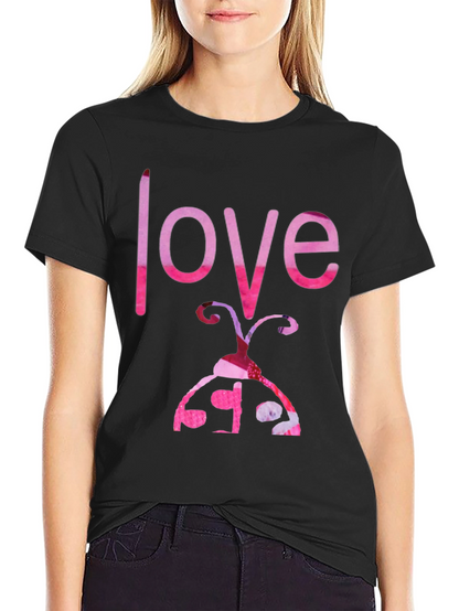 Love Ladybug Graphic Tee - Black Cotton T-Shirt
