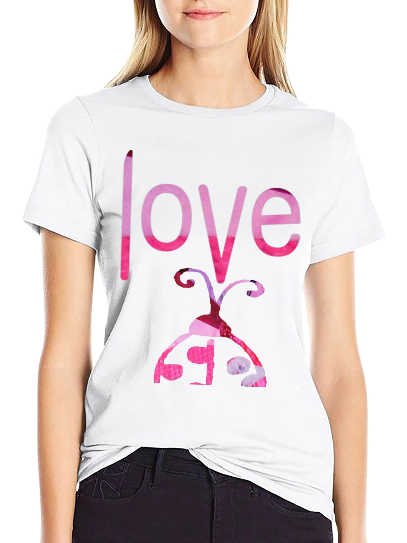Love Ladybug Graphic Tee - Black Cotton T-Shirt