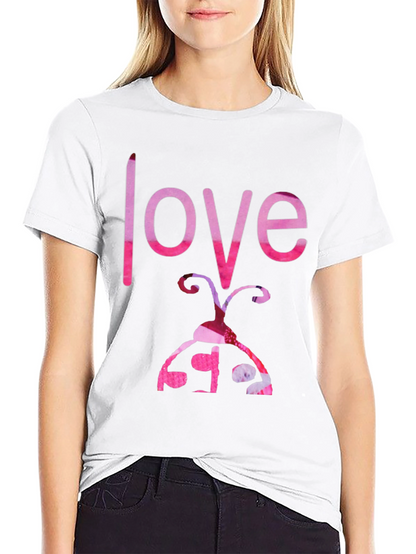 Love Ladybug Graphic Tee - Black Cotton T-Shirt