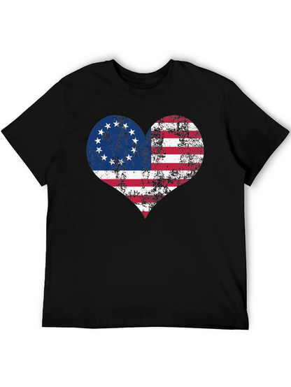 Patriotic Heart T-Shirt - USA Flag Design