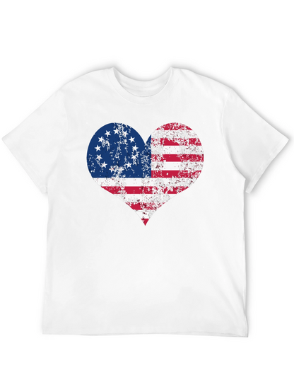 Patriotic Heart T-Shirt - USA Flag Design