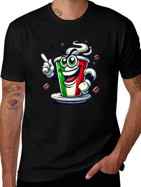 Italian Flag Coffee Graphic Tee - Fun Novelty Shirt