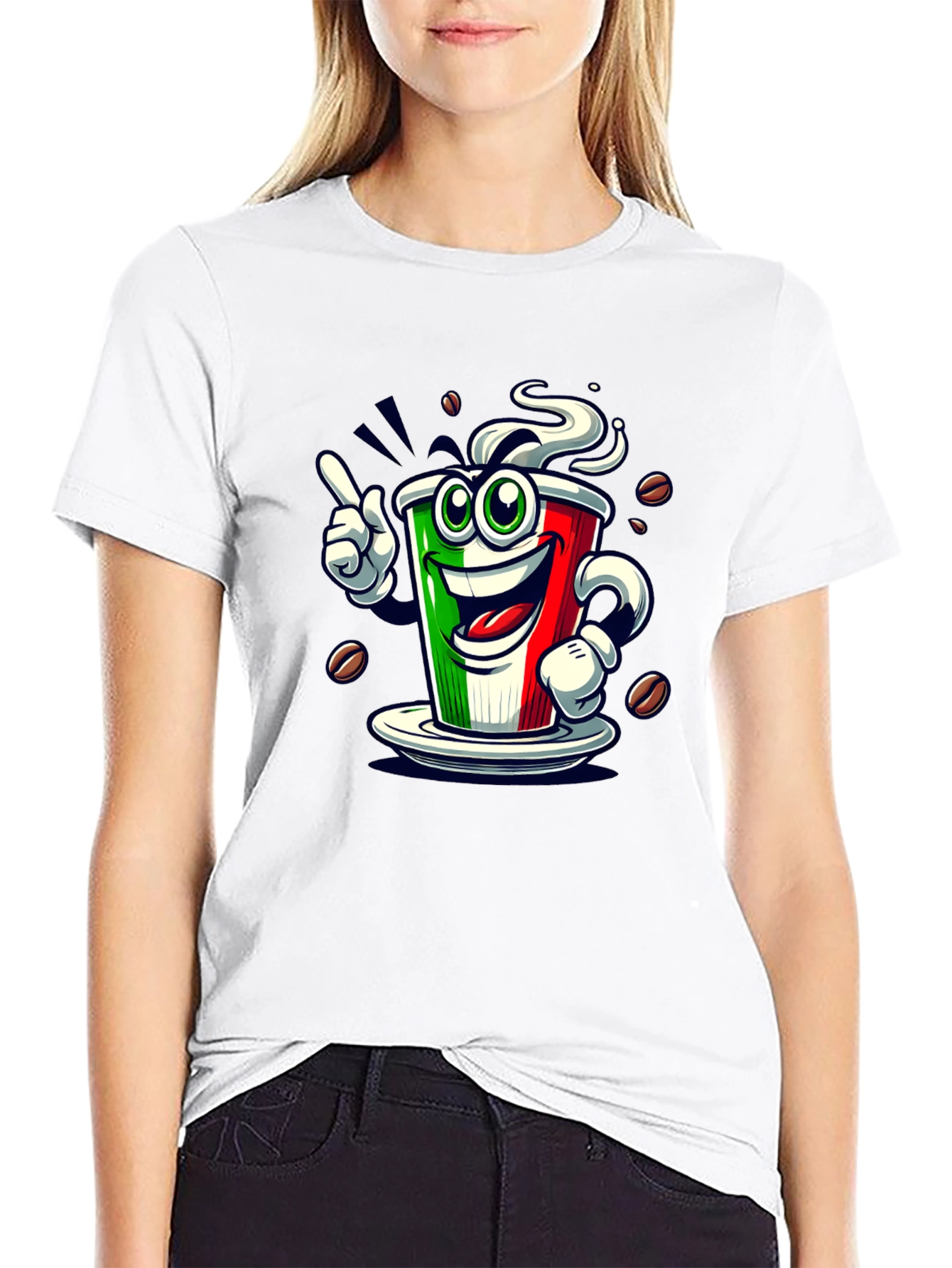 Italian Flag Coffee Graphic Tee - Fun Novelty Shirt