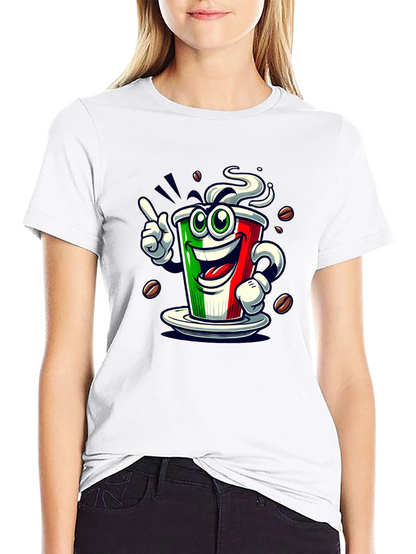 Italian Flag Coffee Graphic Tee - Fun Novelty Shirt