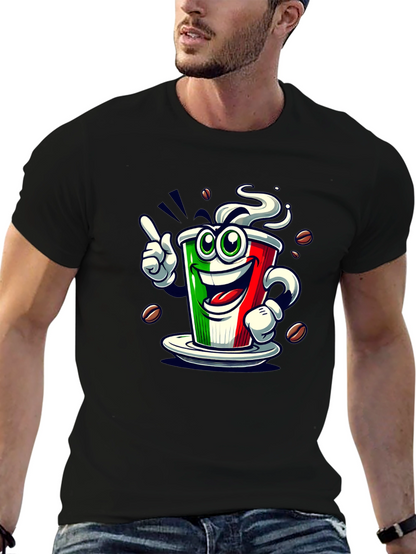 Italian Flag Coffee Graphic Tee - Fun Novelty Shirt