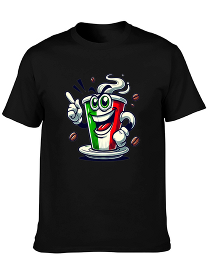 Italian Flag Coffee Graphic Tee - Fun Novelty Shirt