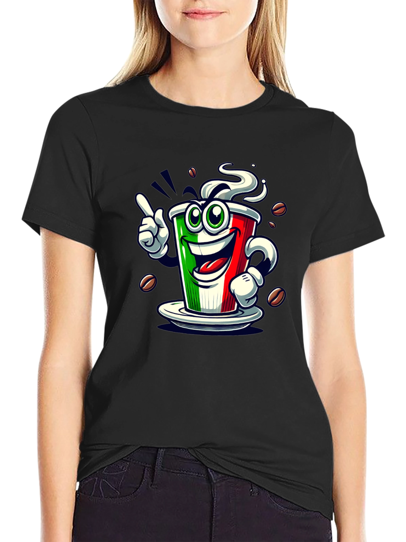 Italian Flag Coffee Graphic Tee - Fun Novelty Shirt
