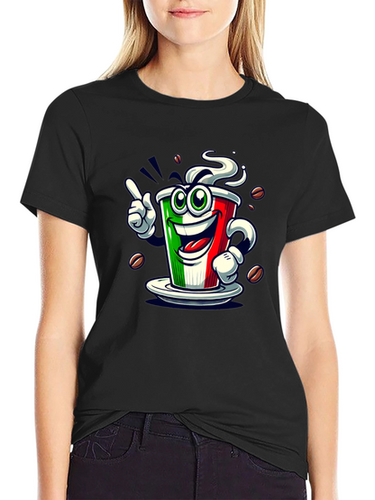Italian Flag Coffee Graphic Tee - Fun Novelty Shirt