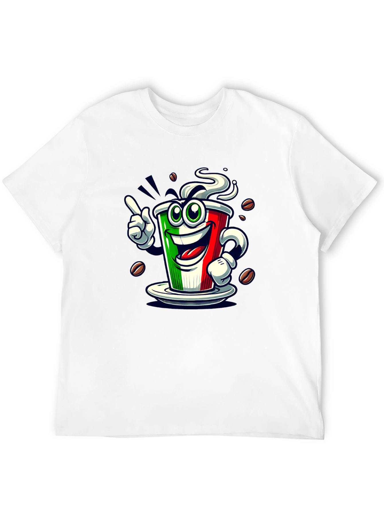 Italian Flag Coffee Graphic Tee - Fun Novelty Shirt