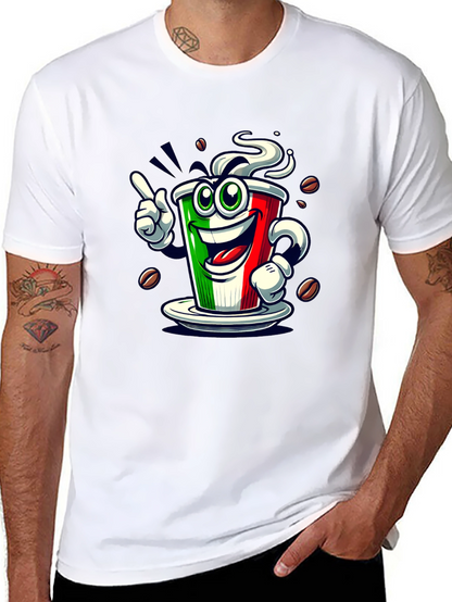 Italian Flag Coffee Graphic Tee - Fun Novelty Shirt
