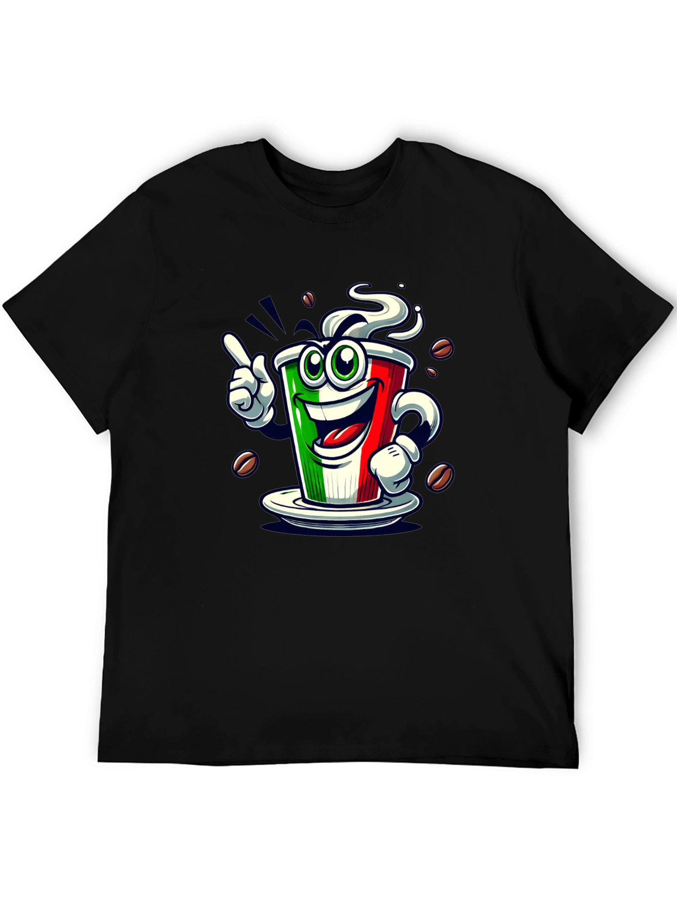 Italian Flag Coffee Graphic Tee - Fun Novelty Shirt
