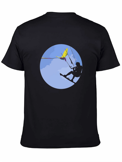 Kitesurfing Graphic Tee - Black Cotton T-Shirt
