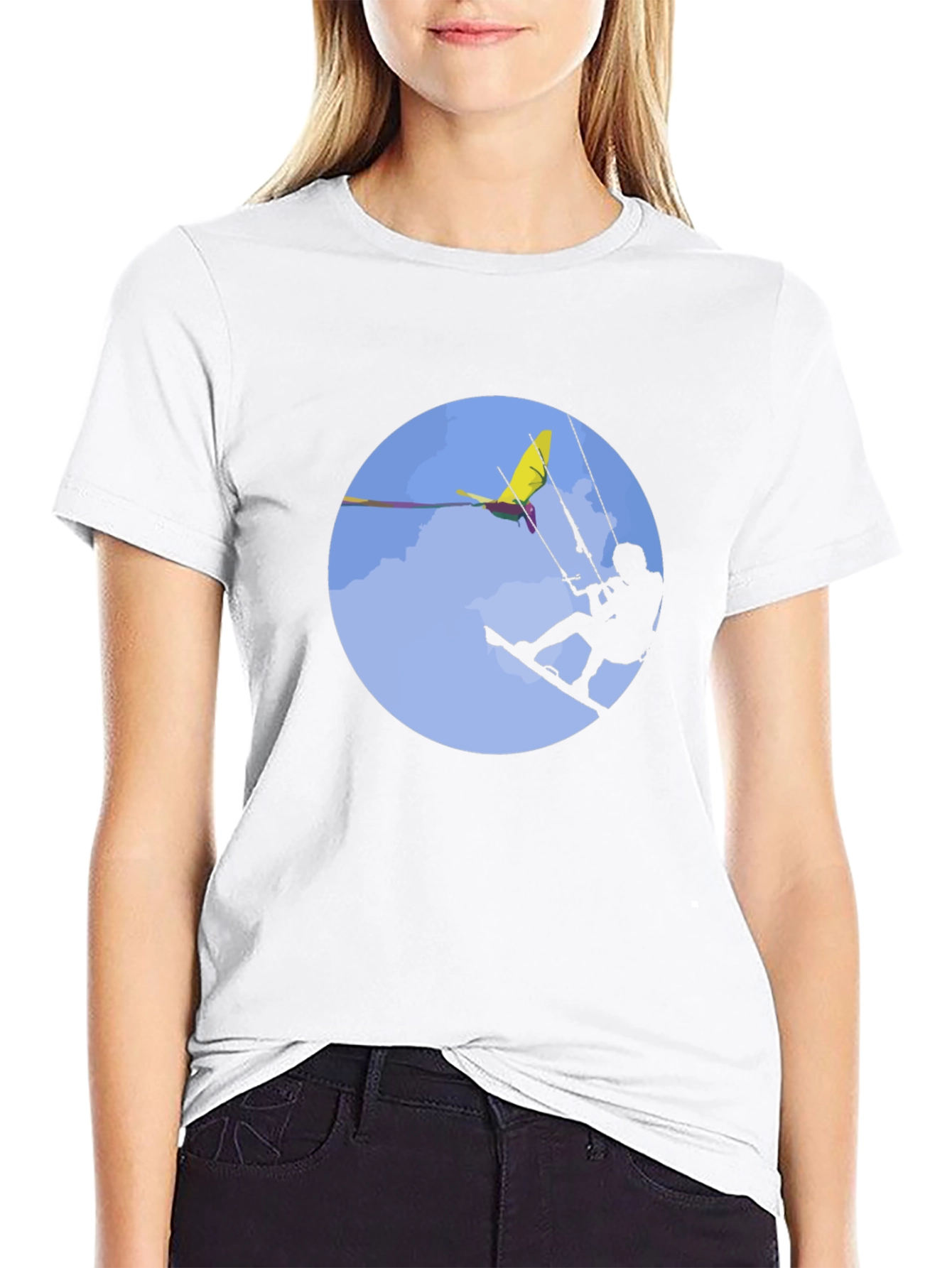 Kitesurfing Graphic Tee - Black Cotton T-Shirt