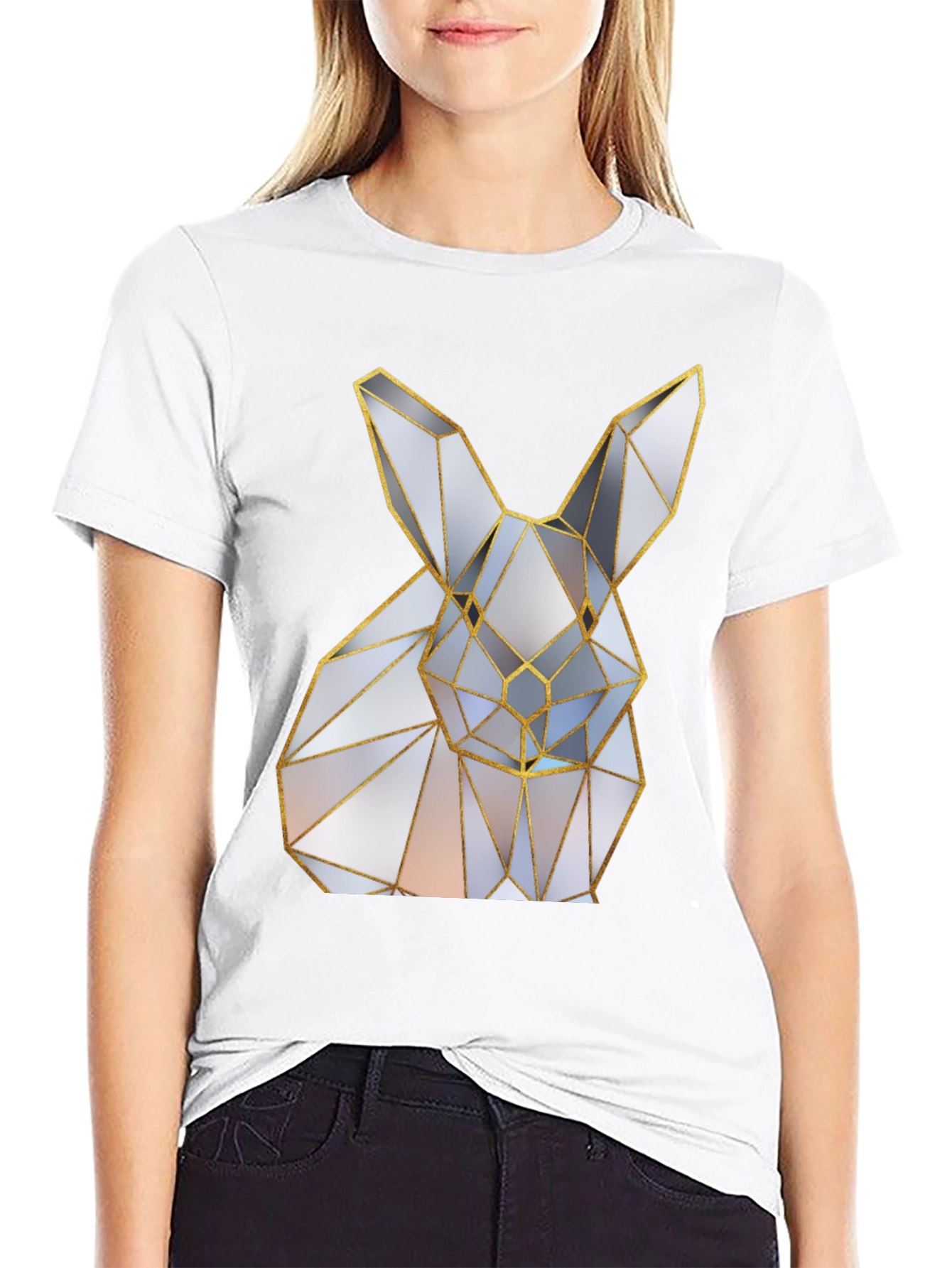 Geometric Rabbit Graphic Tee - Modern Style