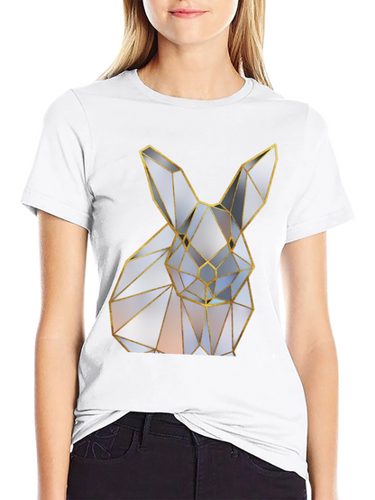 Geometric Rabbit Graphic Tee - Modern Style