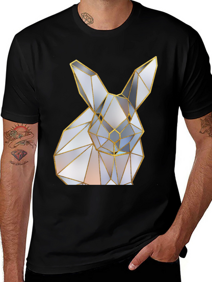 Geometric Rabbit Graphic Tee - Modern Style