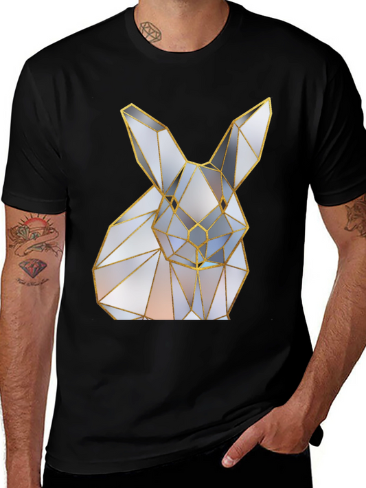 Geometric Rabbit Graphic Tee - Modern Style