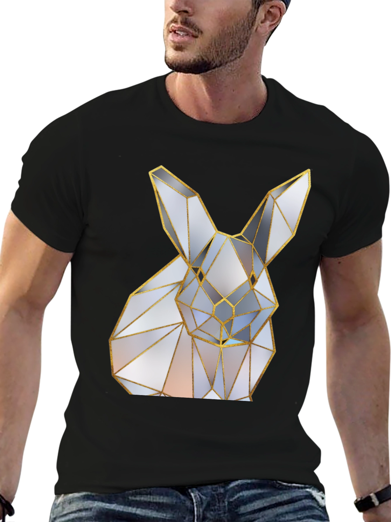 Geometric Rabbit Graphic Tee - Modern Style