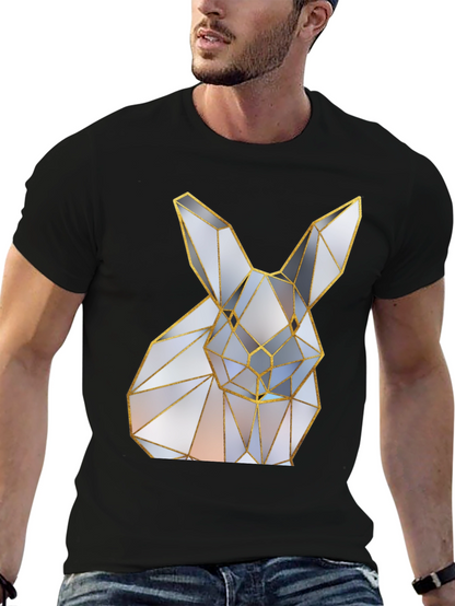 Geometric Rabbit Graphic Tee - Modern Style