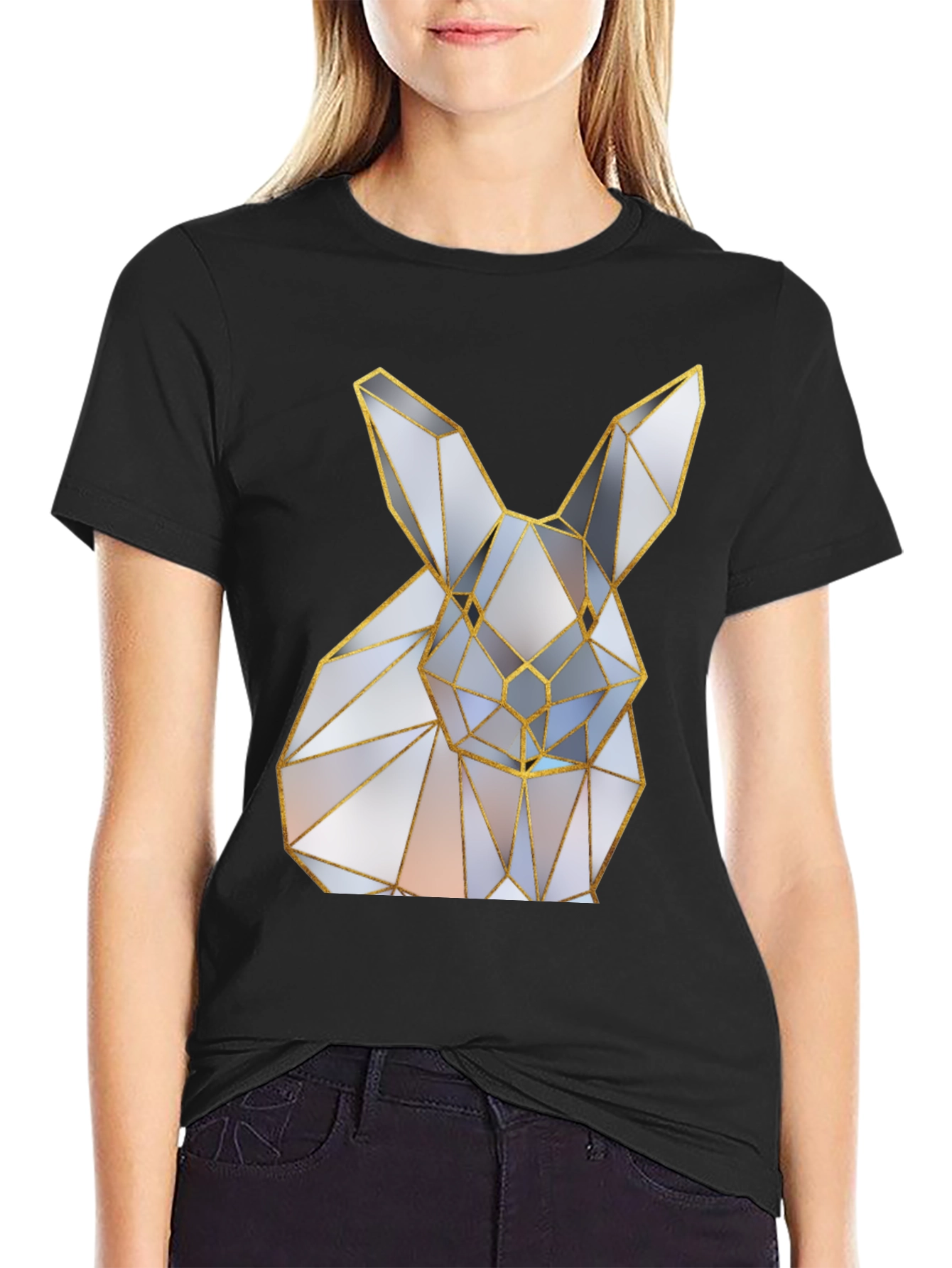 Geometric Rabbit Graphic Tee - Modern Style