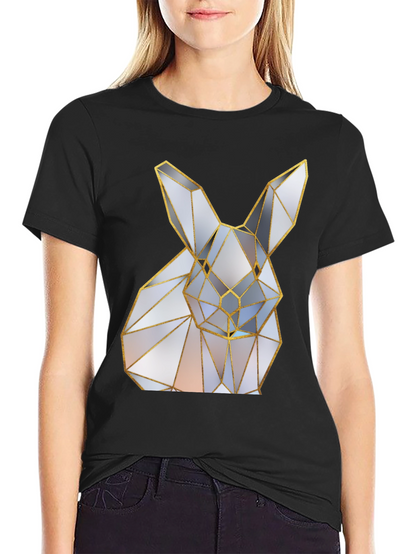 Geometric Rabbit Graphic Tee - Modern Style