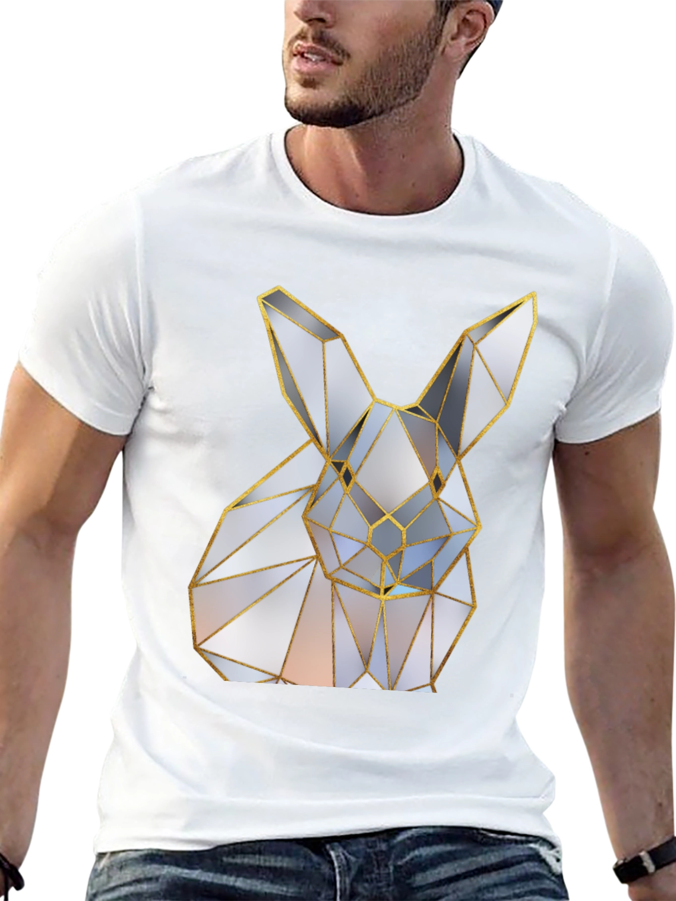 Geometric Rabbit Graphic Tee - Modern Style