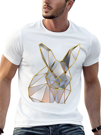 Geometric Rabbit Graphic Tee - Modern Style